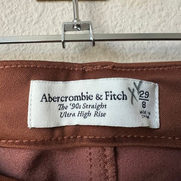 Abercrombie & Fitch Brown Vegan Leather 90s Straight High Rise Pants Size 29 - Picture 4 of 6
